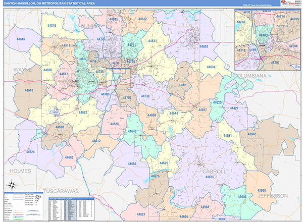Canton-Massillon Metro Area Wall Map